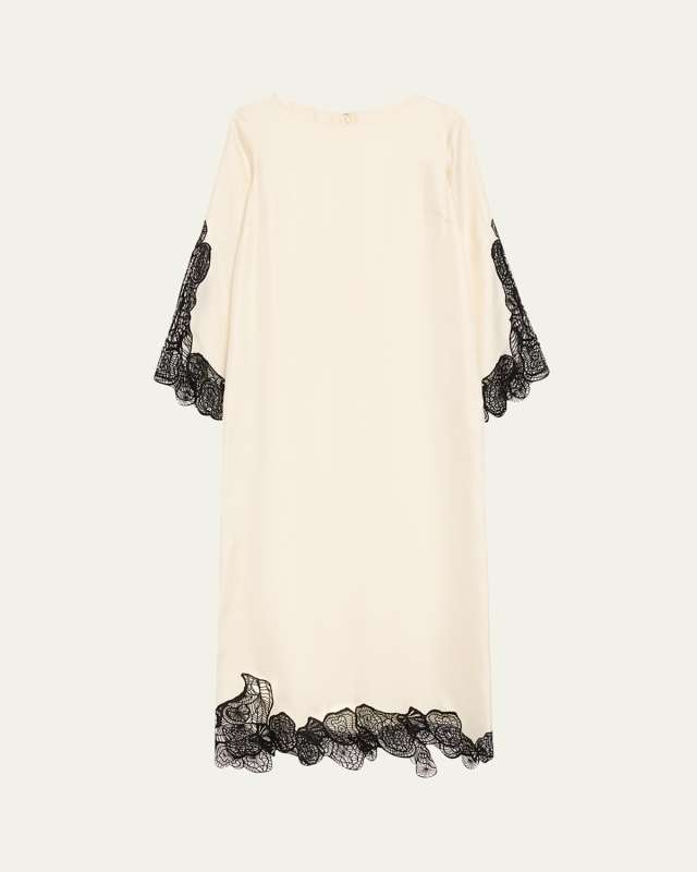 Soto Lace Trim Silk-Blend Dress